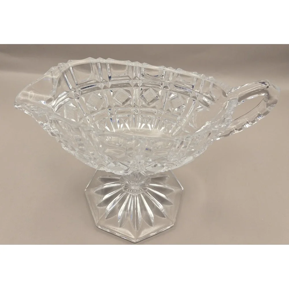 Crystal Gravy Boat Cut Glass Pedestal Pitcher With Handle‎